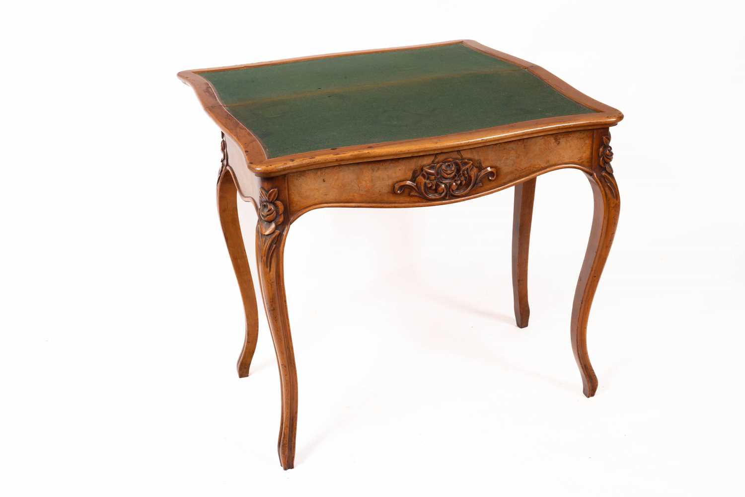 A Victorian beech and burr walnut veneered fold out card table - Image 2 of 2