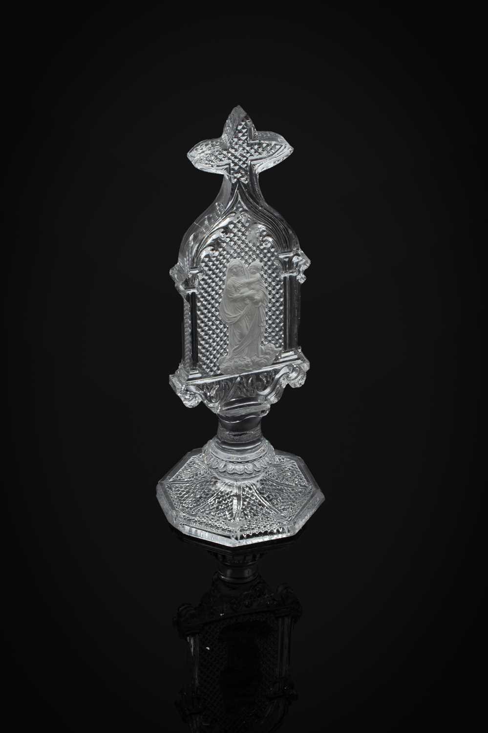 A glass sulphide etched religious ornament