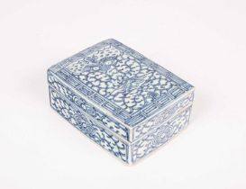 A Chinese blue and white porcelain box and lid