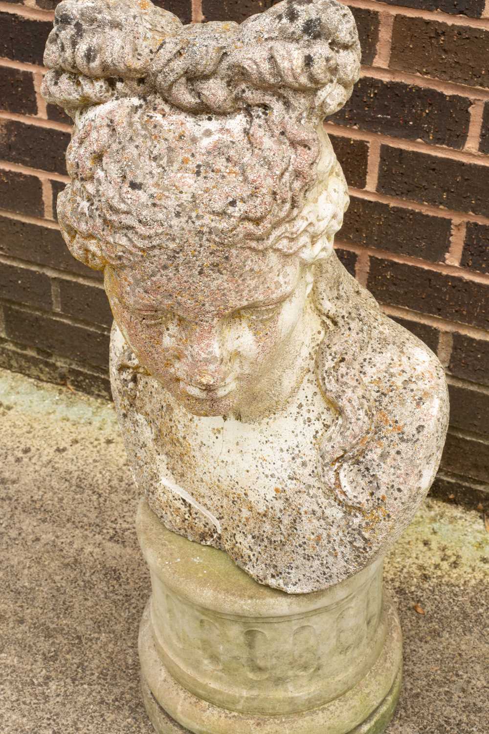 A reconstituted stone bust of a classical female - Image 3 of 4