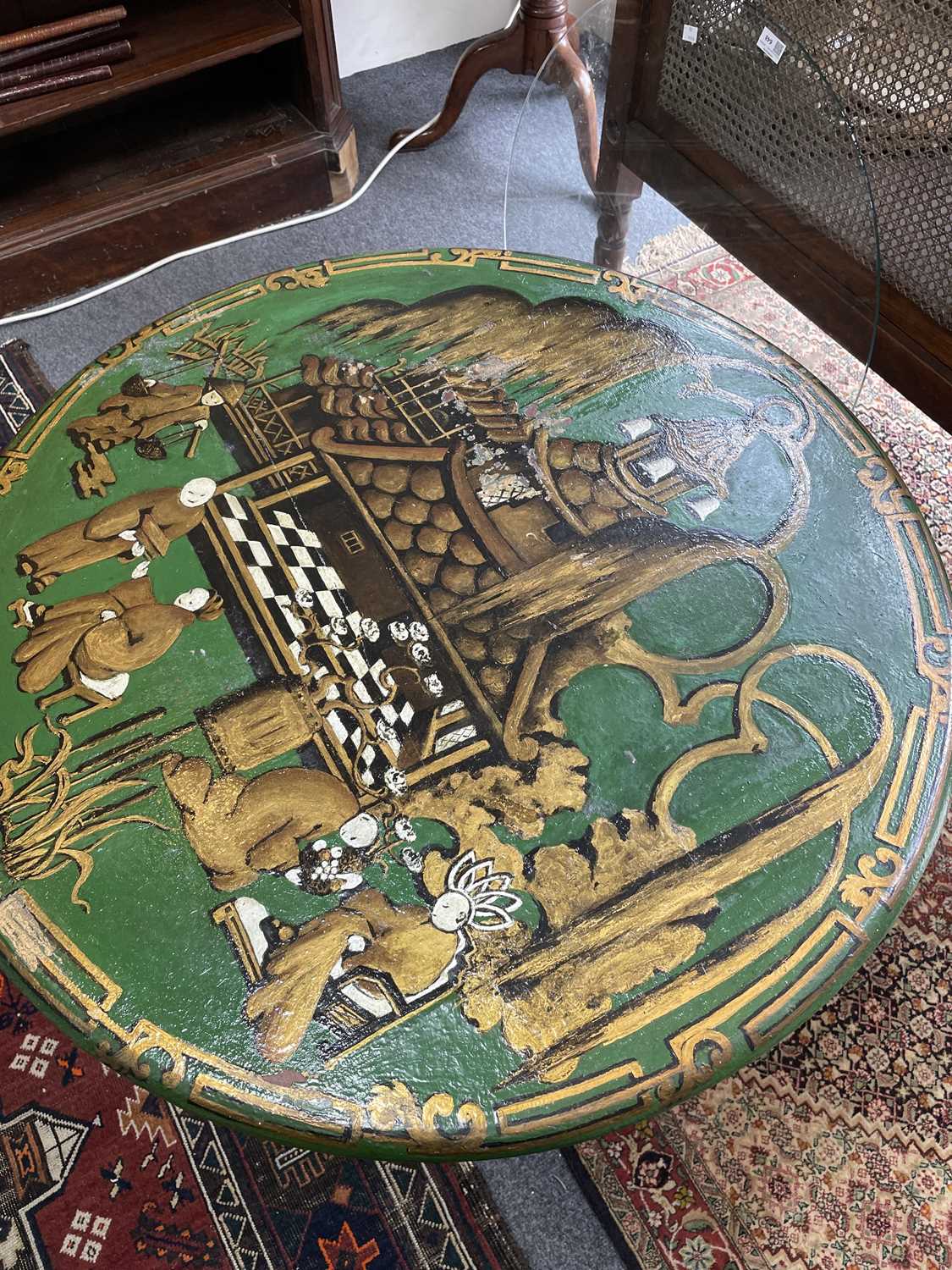 A green painted Chinoiserie tripod table - Image 4 of 10