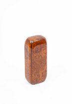 An inlaid burr wood cigar case