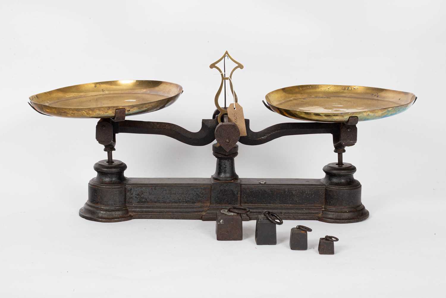 A set of cast iron and brass French Baker's scales