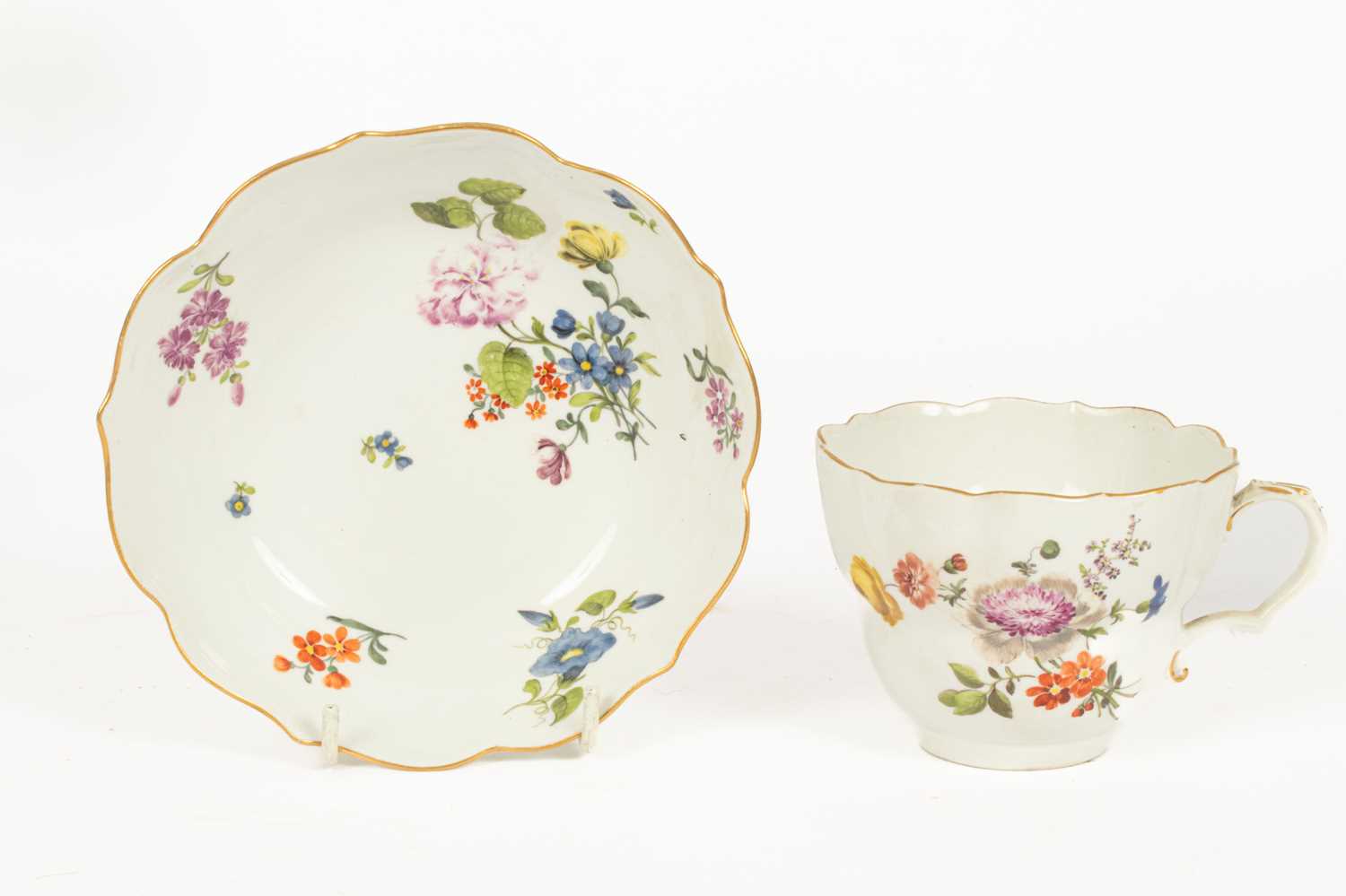 Two Meissen ogee bowls and a saucer - Image 2 of 3