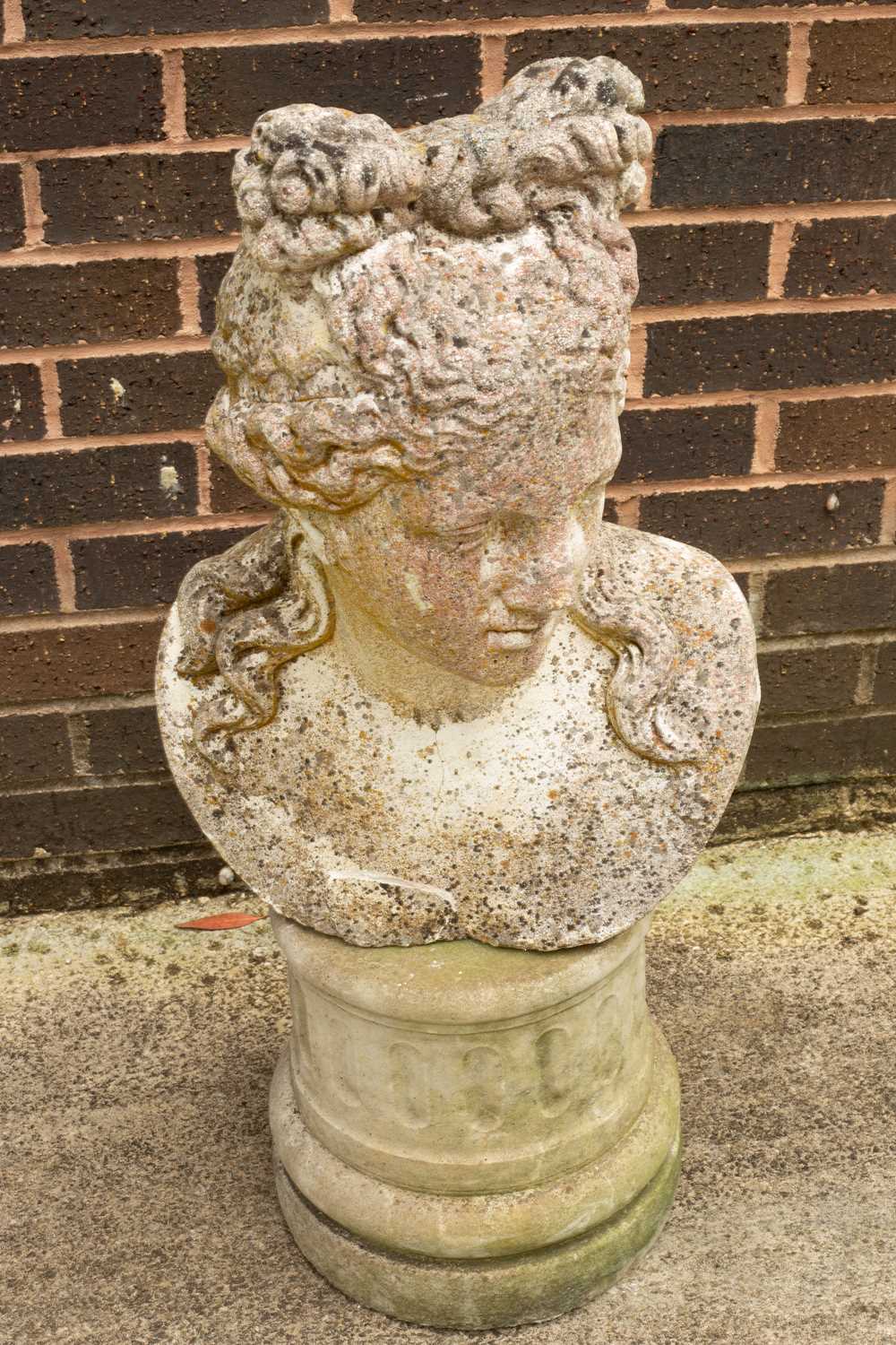 A reconstituted stone bust of a classical female - Image 2 of 4