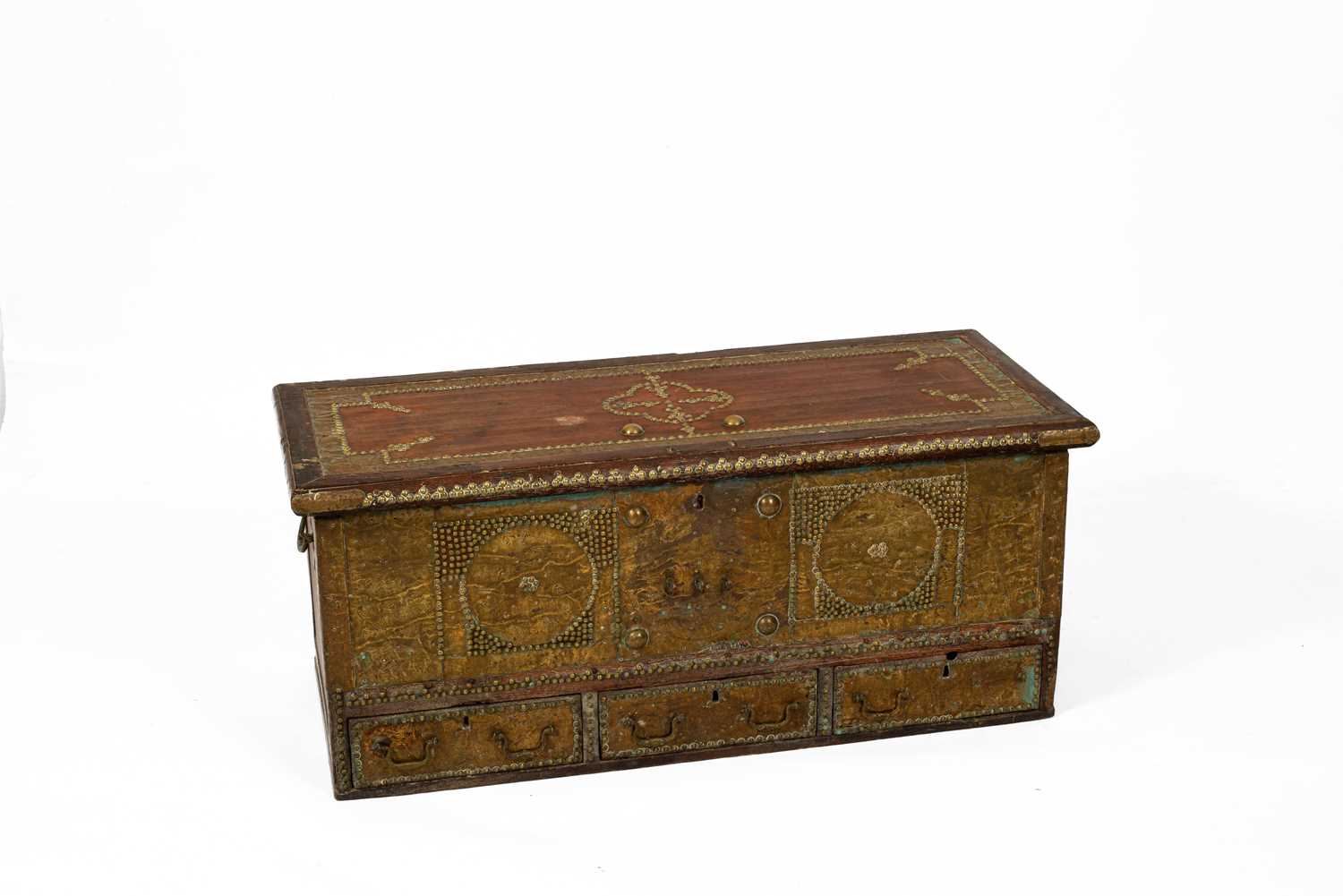 A Ceylonese brass mounted chest