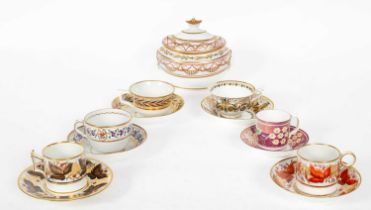 Six English porcelain cups and saucers