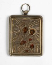 A Russian silver icon pendant,