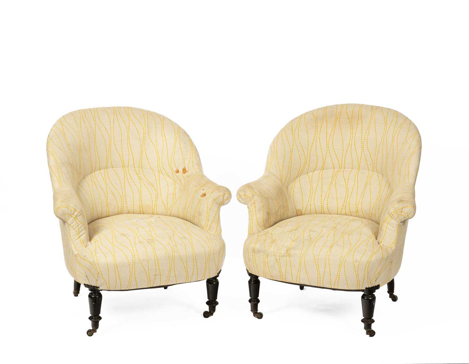 A pair of Victorian tub armchairs