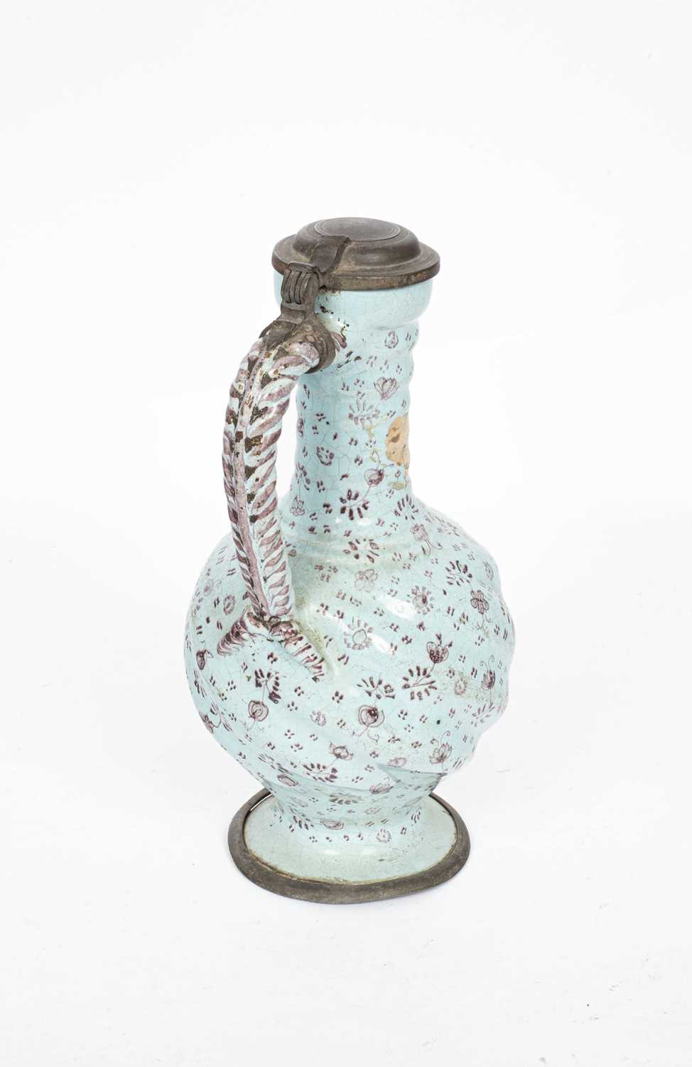 A German faience pewter-mounted jug - Image 3 of 4