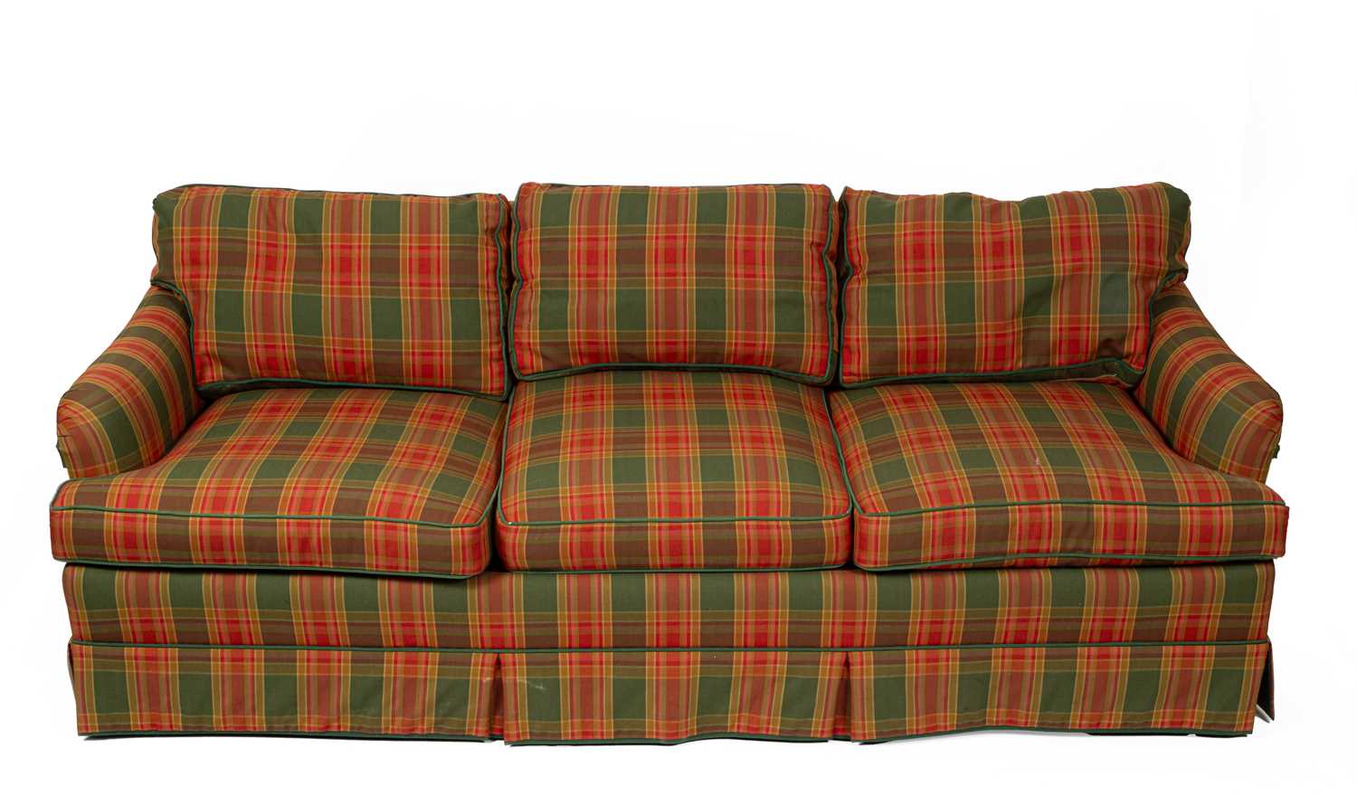 An upholstered three-seater sofa