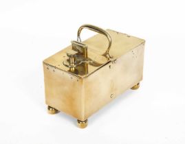 A mid 19th Century brass ‘honesty’ tobacco box