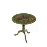 A green painted Chinoiserie tripod table