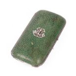 A Victorian shagreen and silver mounted cigar case