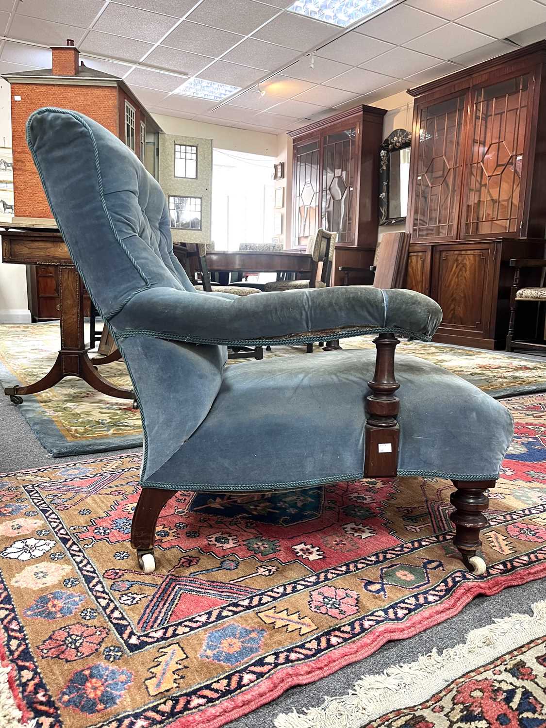 A Victorian upholstered open armchair - Image 2 of 10