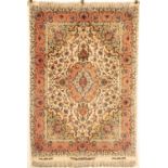 A fine part silk Tabriz rug