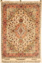 A fine part silk Tabriz rug