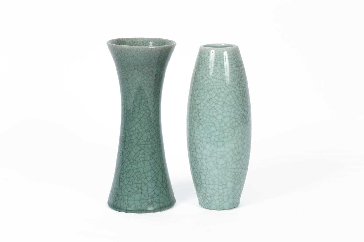 Two modern Chinese celadon vases