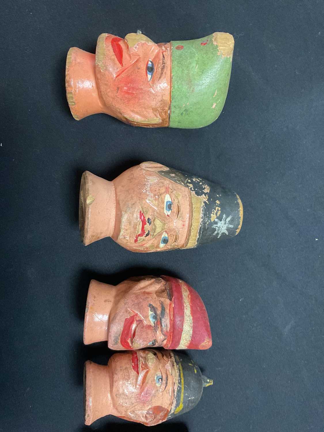 Six Austrian painted and decorated carved wood puppet heads - Image 4 of 5