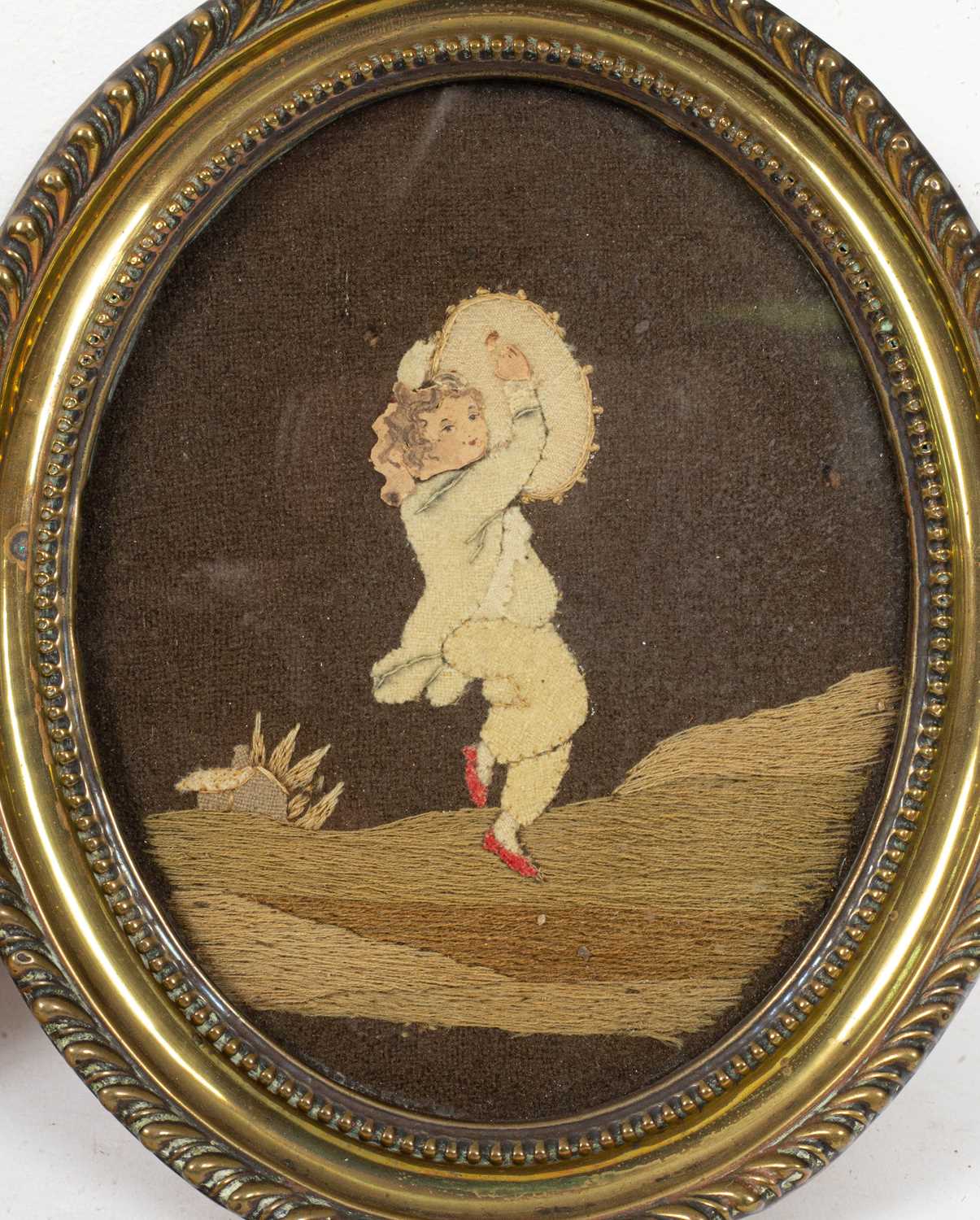 A pair of 19th Century needlework and watercolour pictures - Image 3 of 4