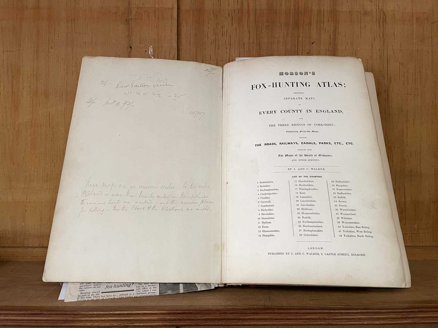 Walker (J. & C.) Hobson's Fox-Hunting Atlas - Image 3 of 3