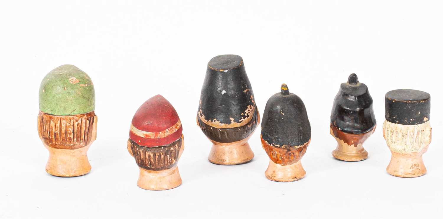 Six Austrian painted and decorated carved wood puppet heads - Image 2 of 5