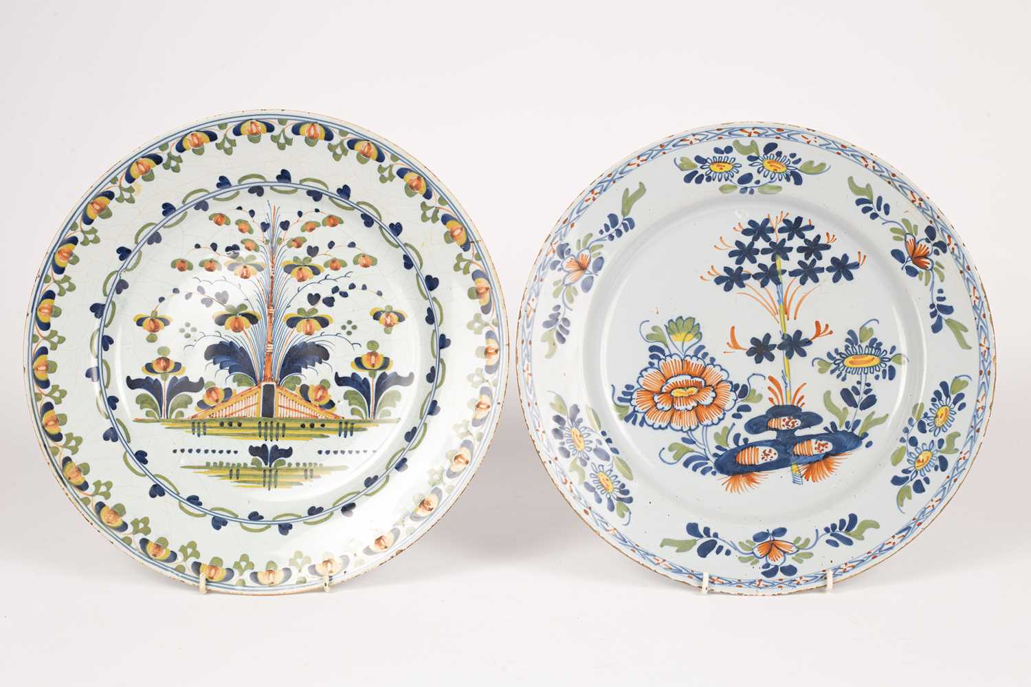 Two large English delftware dishes