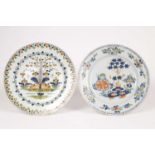 Two large English delftware dishes