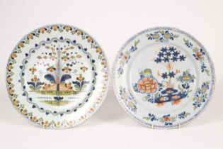 Two large English delftware dishes