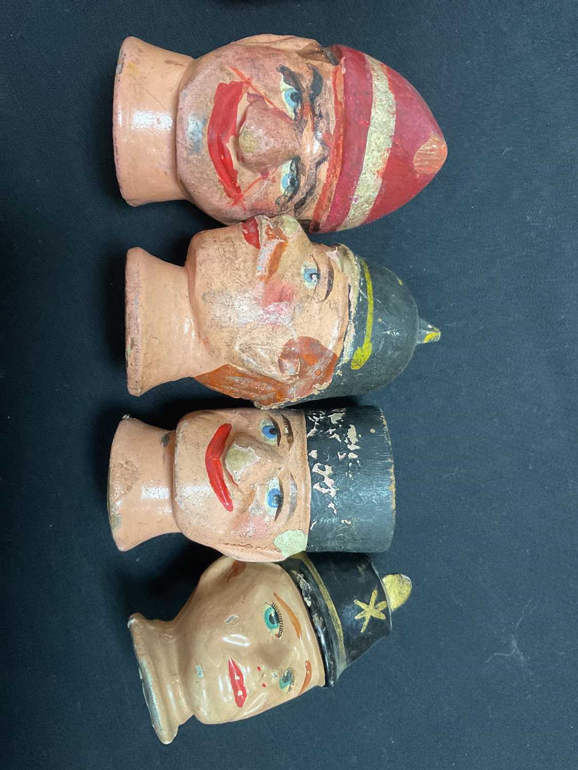 Six Austrian painted and decorated carved wood puppet heads - Image 5 of 5