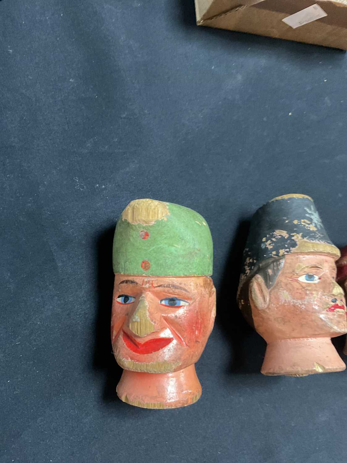 Six Austrian painted and decorated carved wood puppet heads - Image 3 of 5