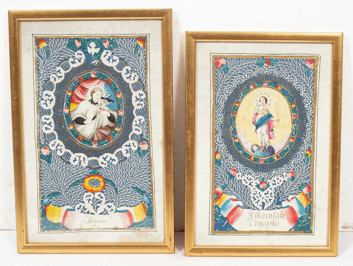 A pair 19th Century religious depictions of saints - Bild 3 aus 4