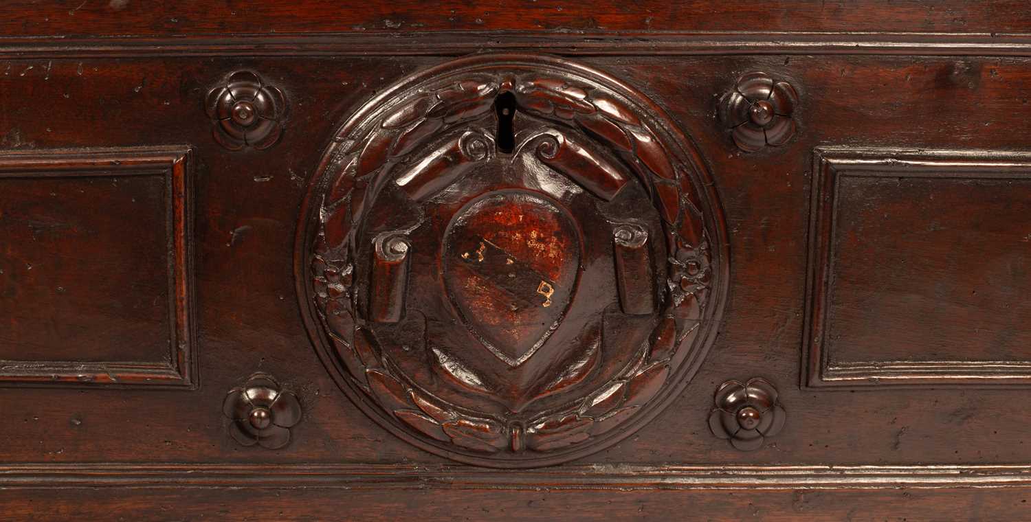 A 17th Century Italian walnut carved and panelled cassone - Image 3 of 5