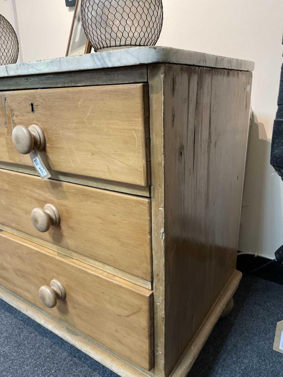 A pair of Victorian pine marble top chests - Image 10 of 10