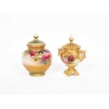 Two Royal Worcester potpourri jars and covers