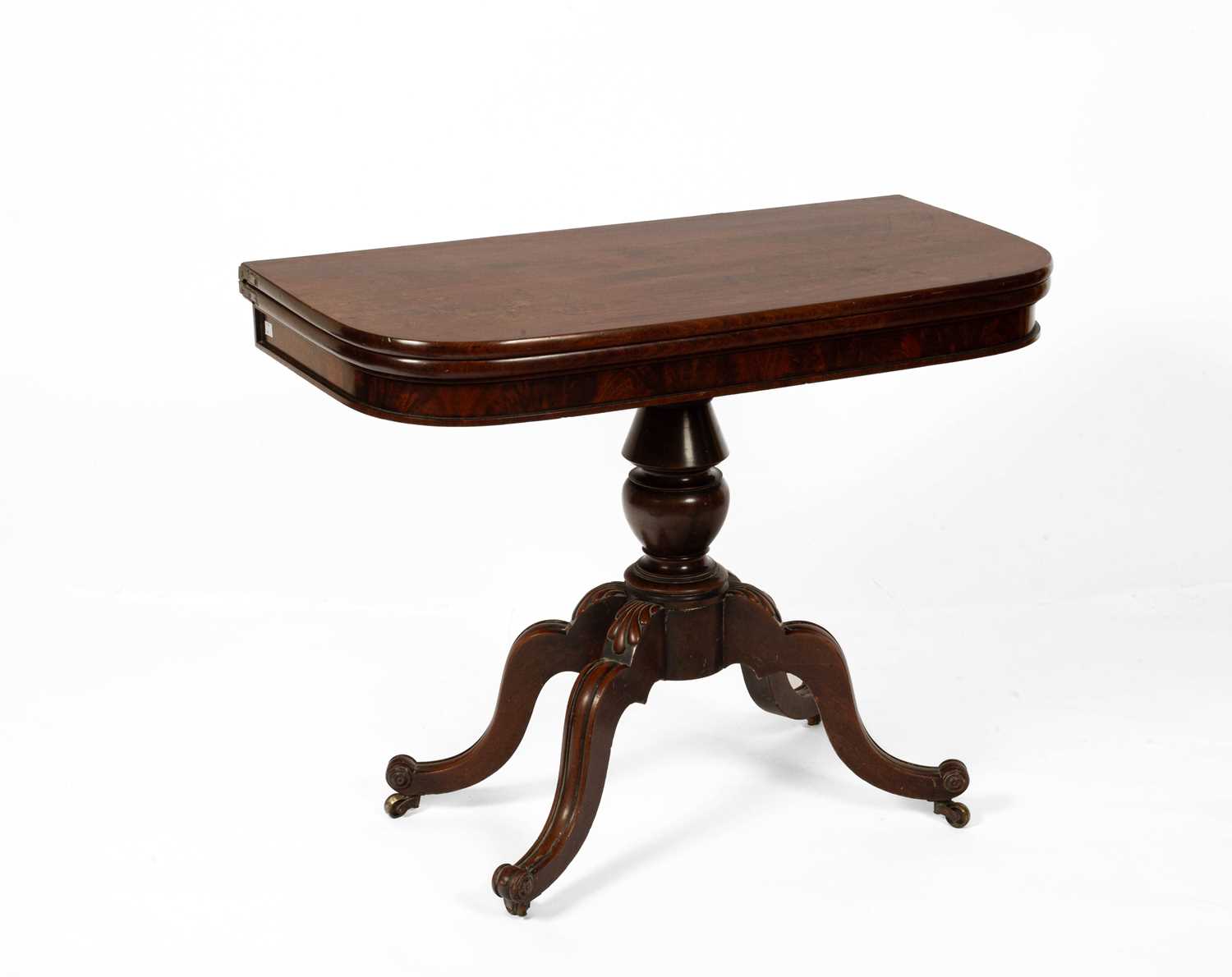 A Regency mahogany fold-over tea table