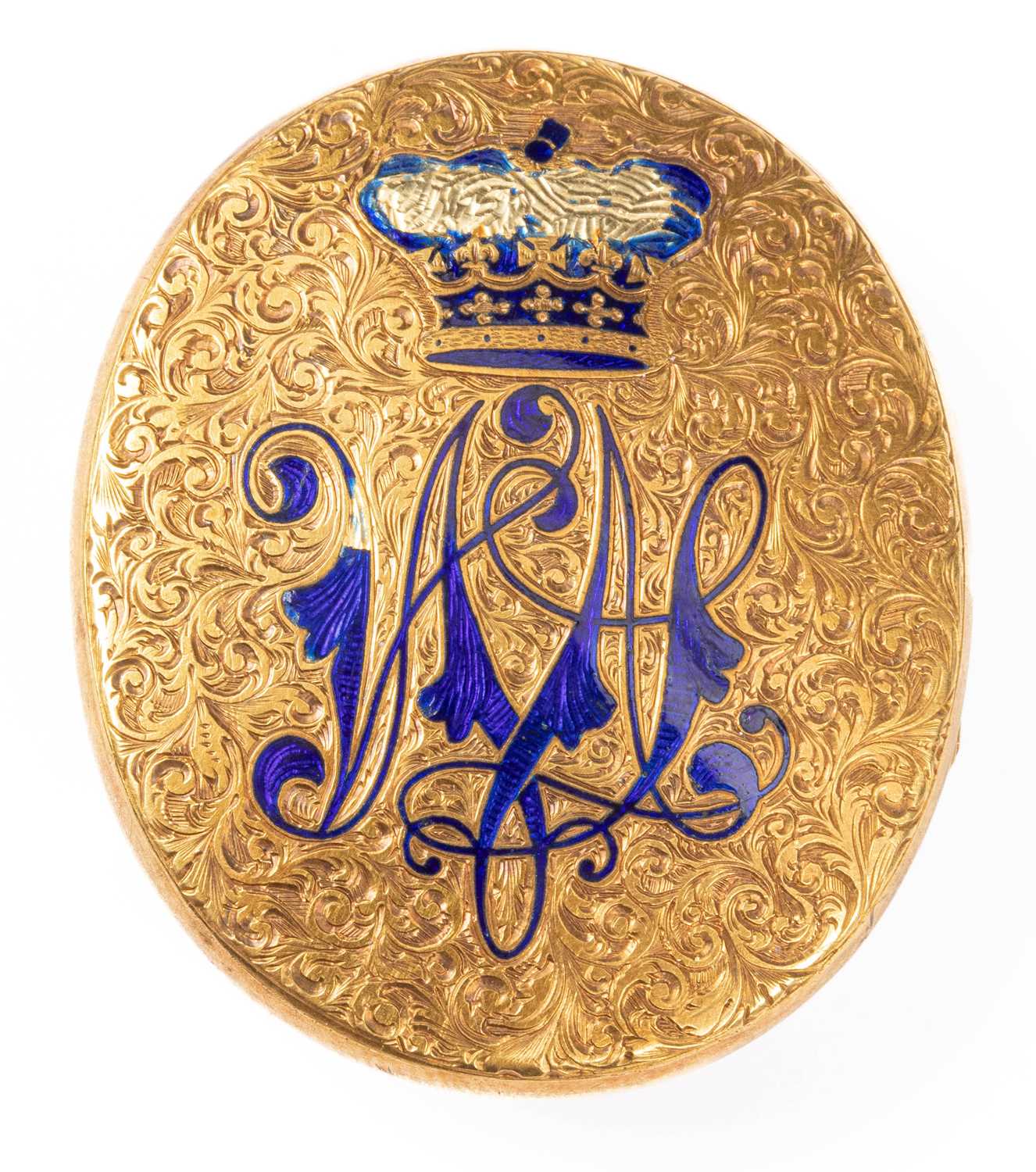 A Victorian enamelled oval locket