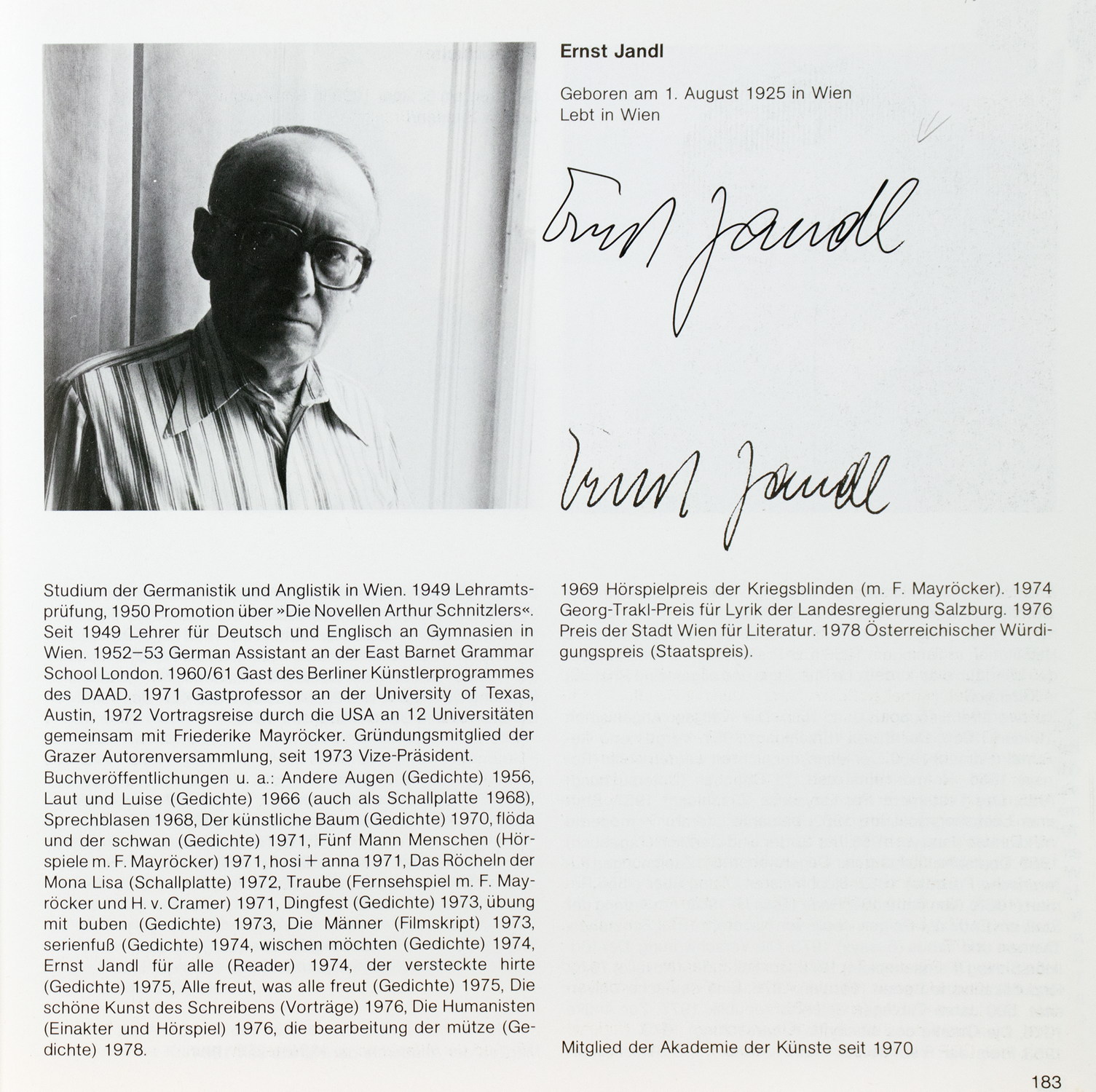 Fotobücher mit Signaturen der Porträtierten - Akademie der Künste. 1970-1979. Band 1. Die Mitglieder - Bild 10 aus 11