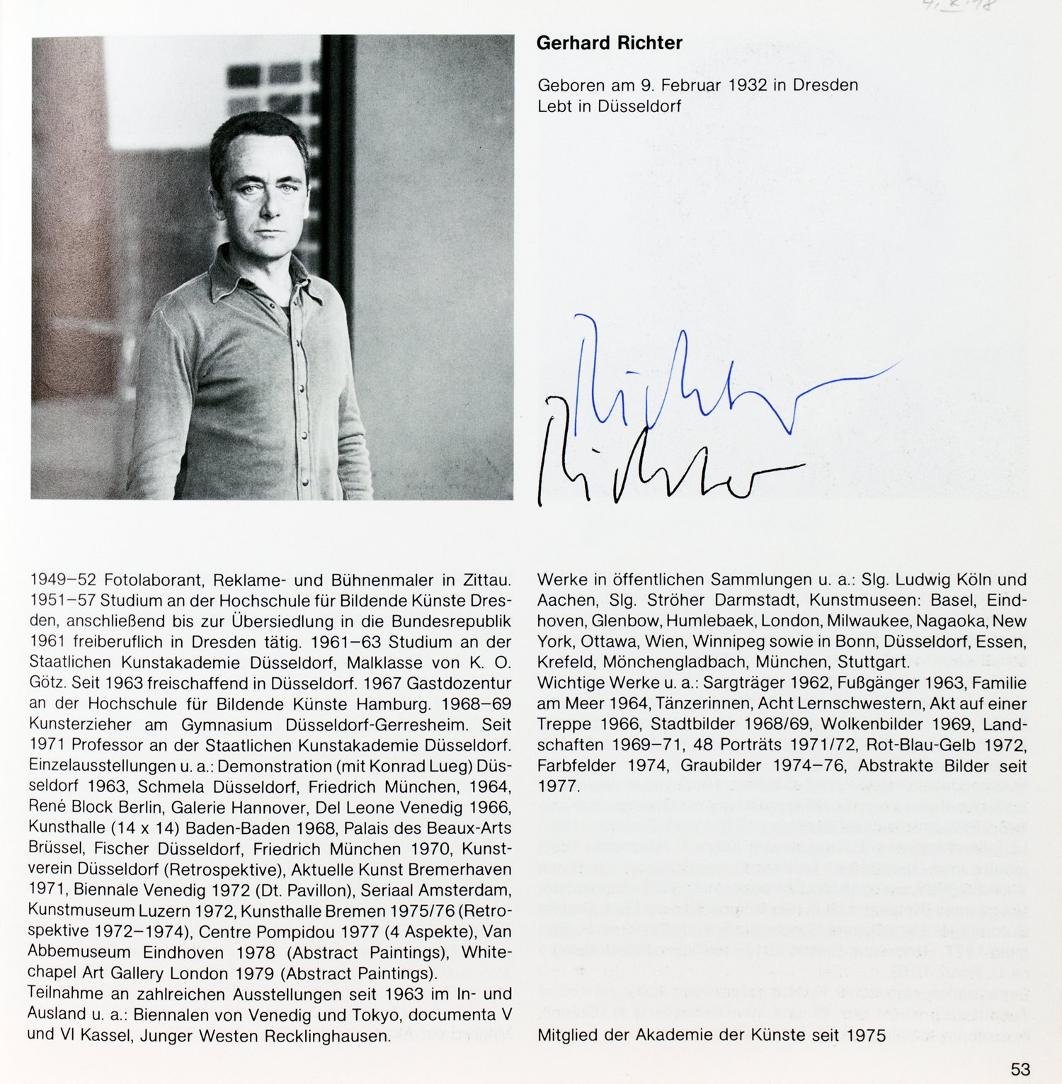 Fotobücher mit Signaturen der Porträtierten - Akademie der Künste. 1970-1979. Band 1. Die Mitglieder