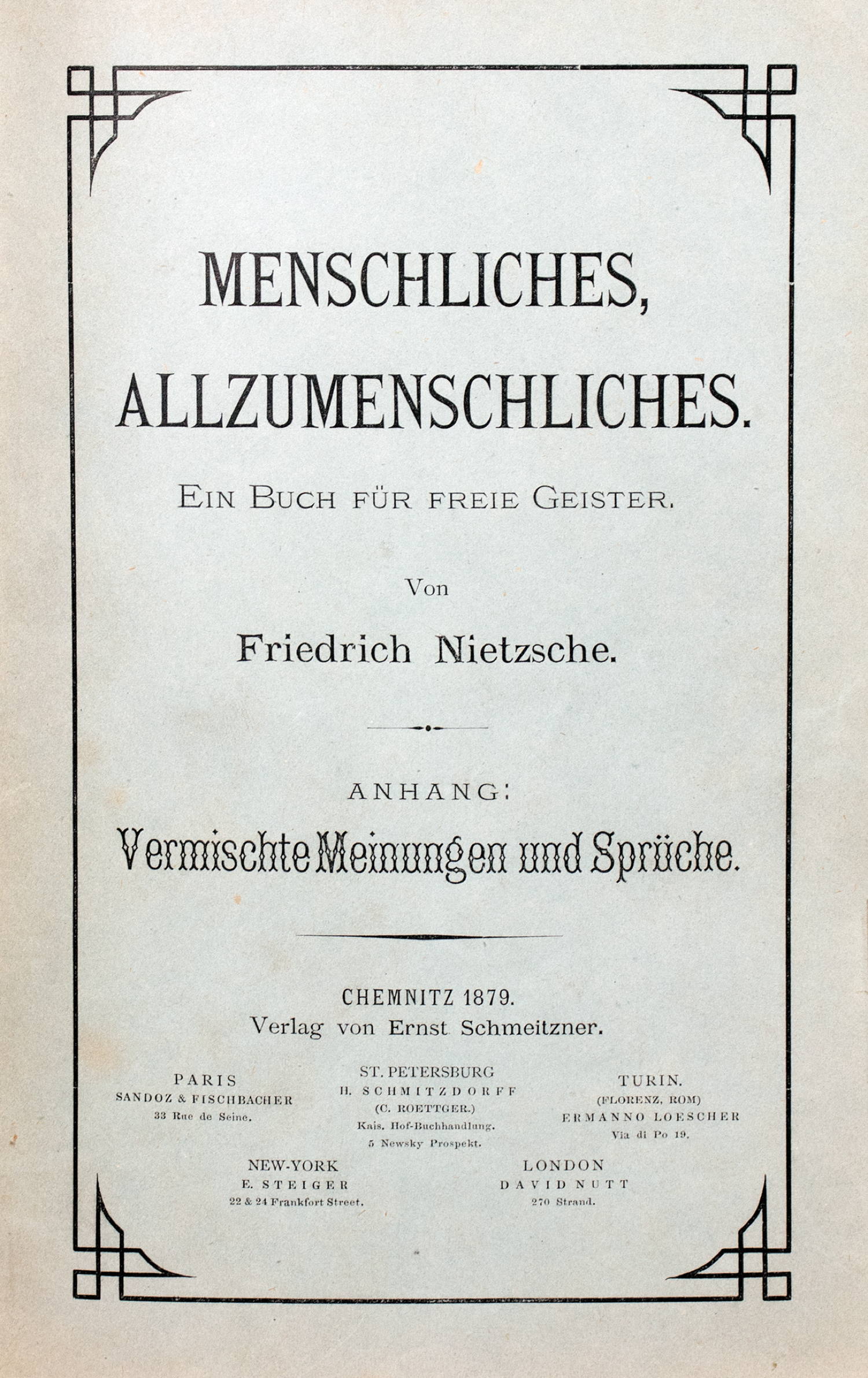 Friedrich Nietzsche. Menschliches, Allzumenschliches. - Image 2 of 3