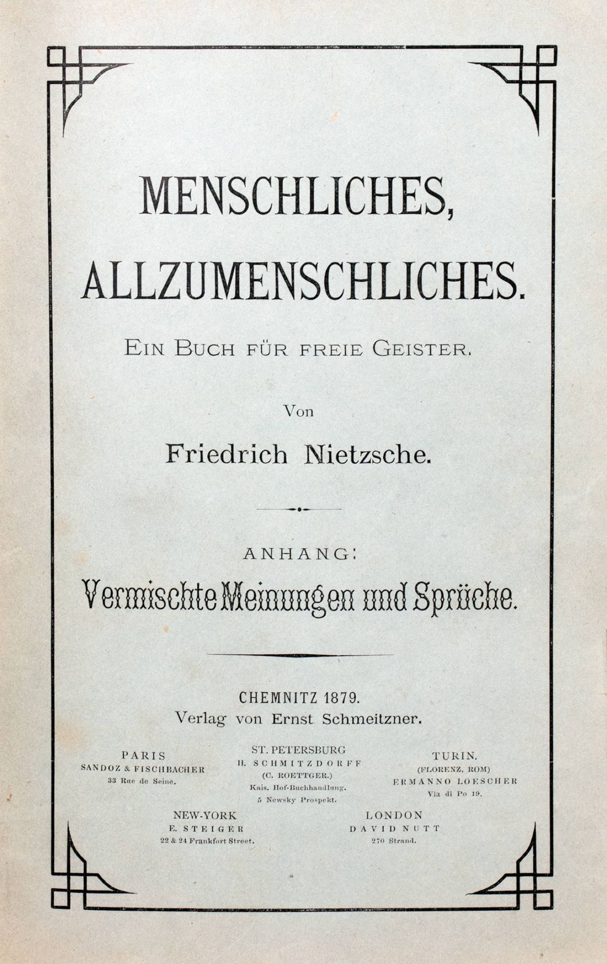 Friedrich Nietzsche. Menschliches, Allzumenschliches. - Image 2 of 3