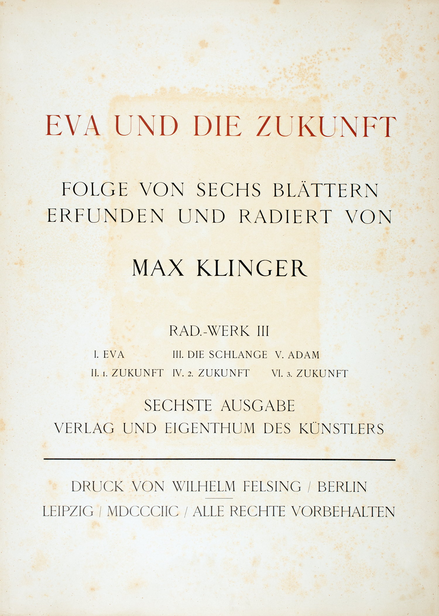 Max Klinger. Eva und die Zukunft. Rad.-Werk III. - Image 7 of 7