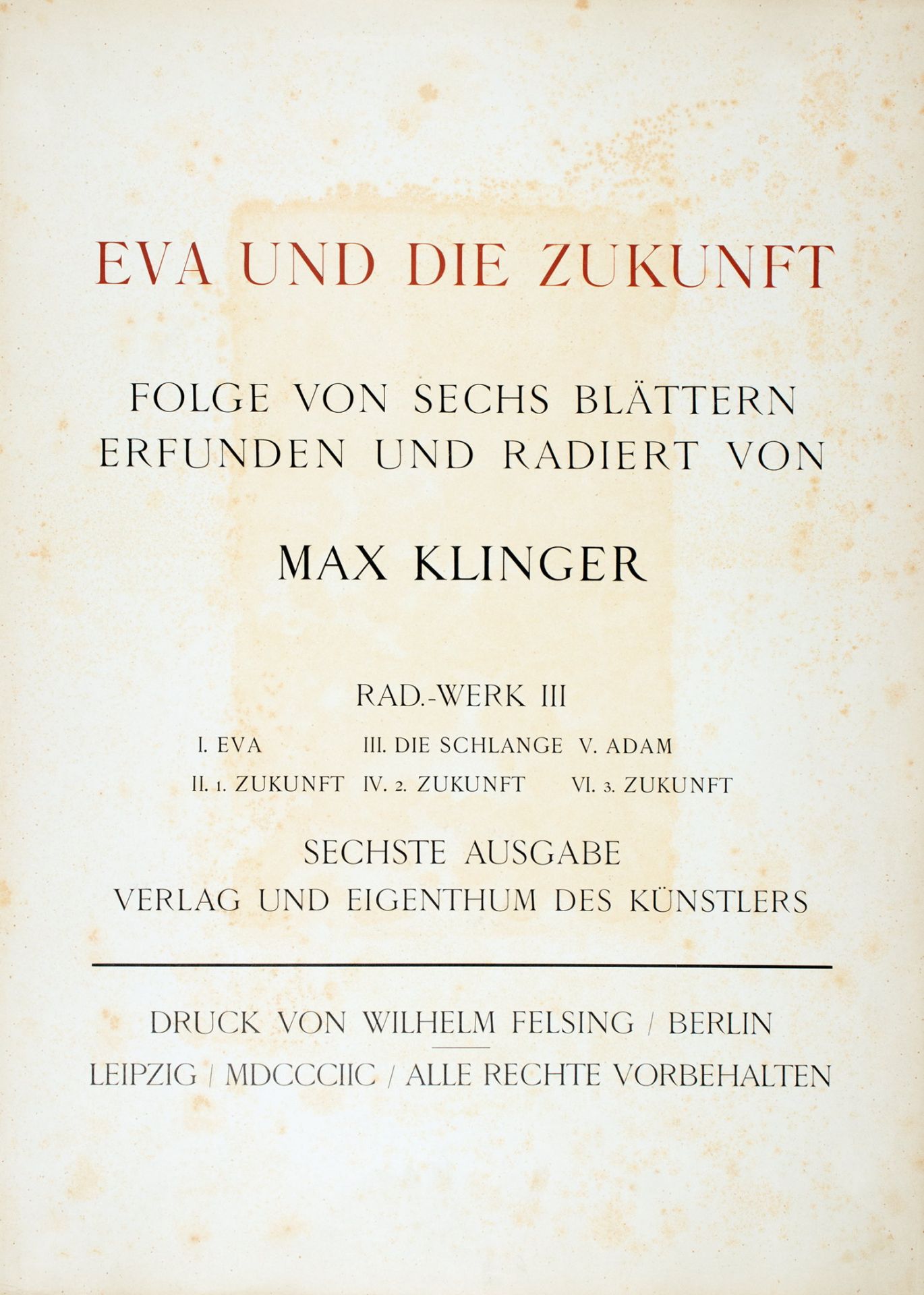 Max Klinger. Eva und die Zukunft. Rad.-Werk III. - Image 7 of 7