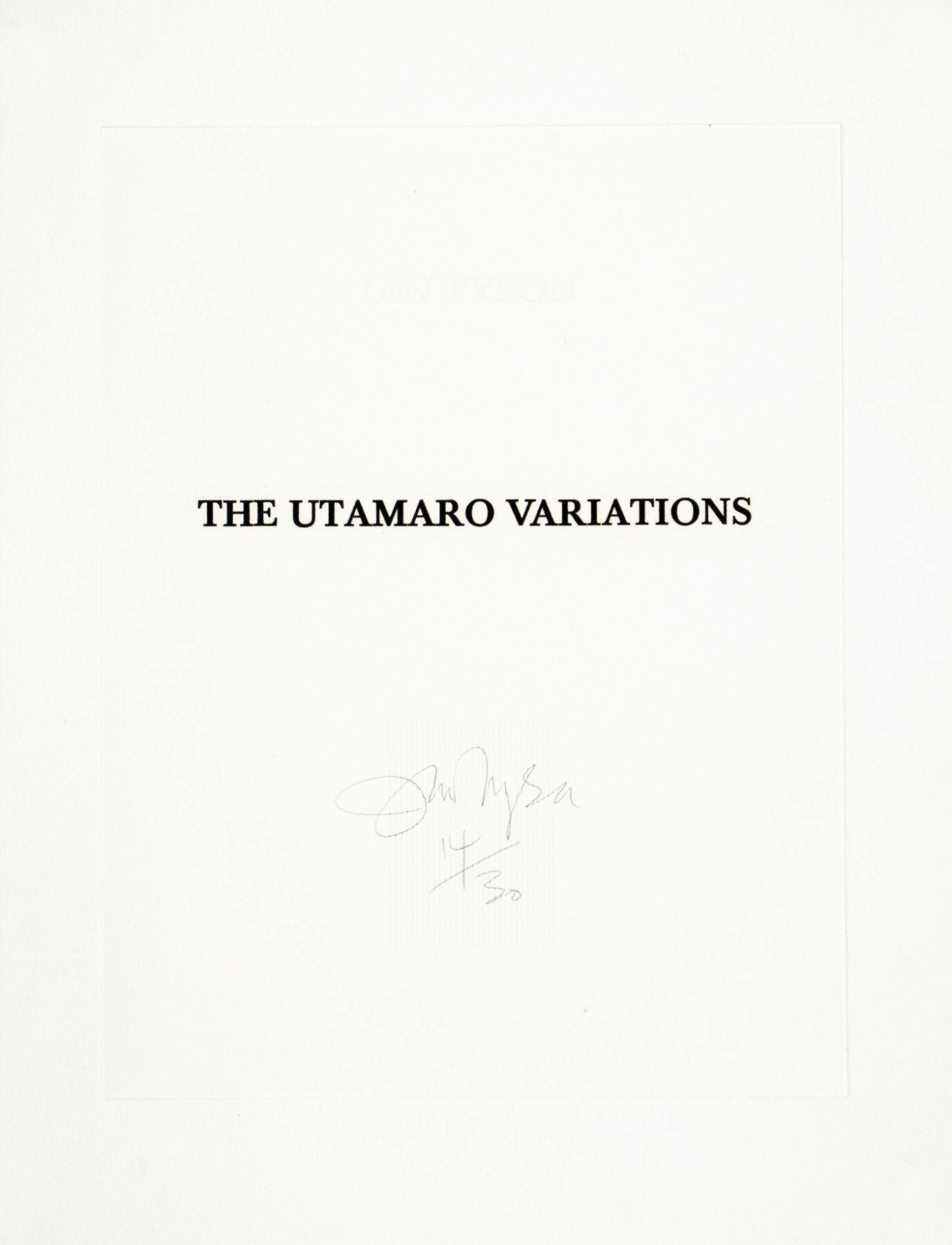 Ian Tyson. The Utamaro Variations.