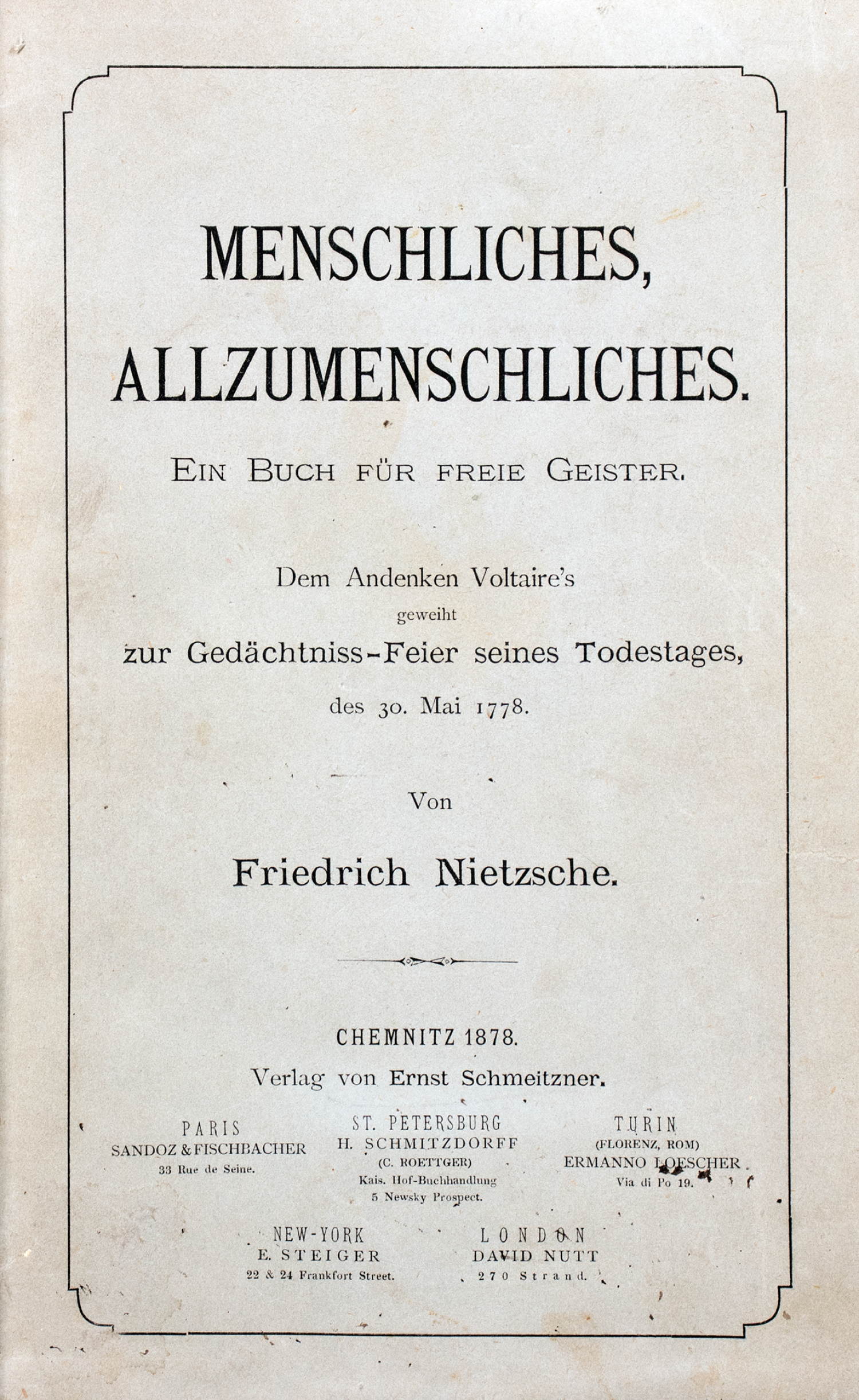 Friedrich Nietzsche. Menschliches, Allzumenschliches.