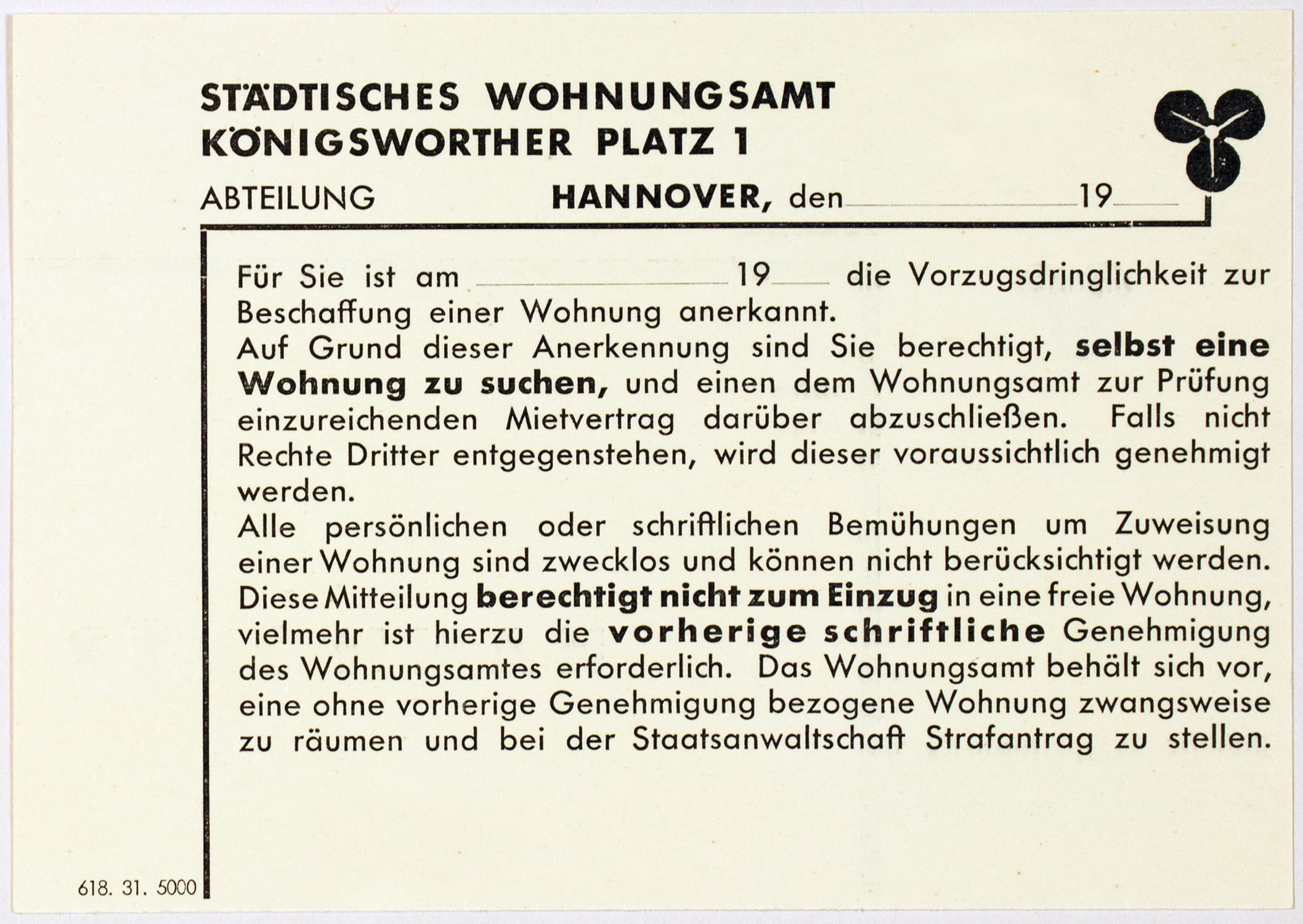 Kurt Schwitters - Sieben Drucksachen der Stadt Hannover. - Bild 4 aus 7