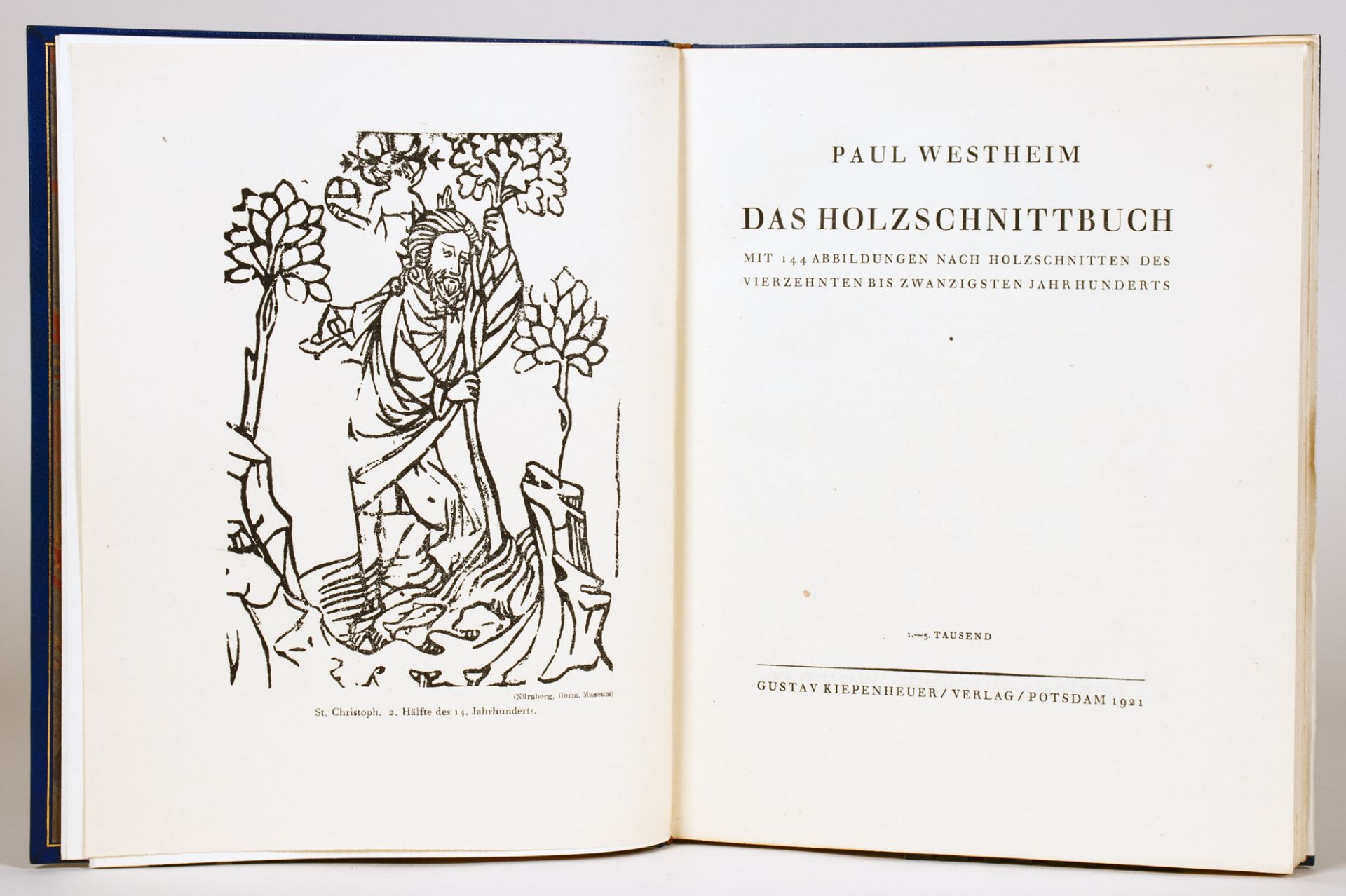 Einbände - Blauer Maroquinband von Otto Dorfner, Weimar (signiert), mit Vergoldung. - Bild 2 aus 2