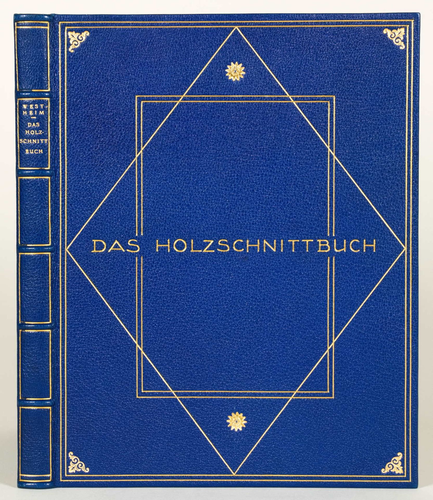 Einbände - Blauer Maroquinband von Otto Dorfner, Weimar (signiert), mit Vergoldung.