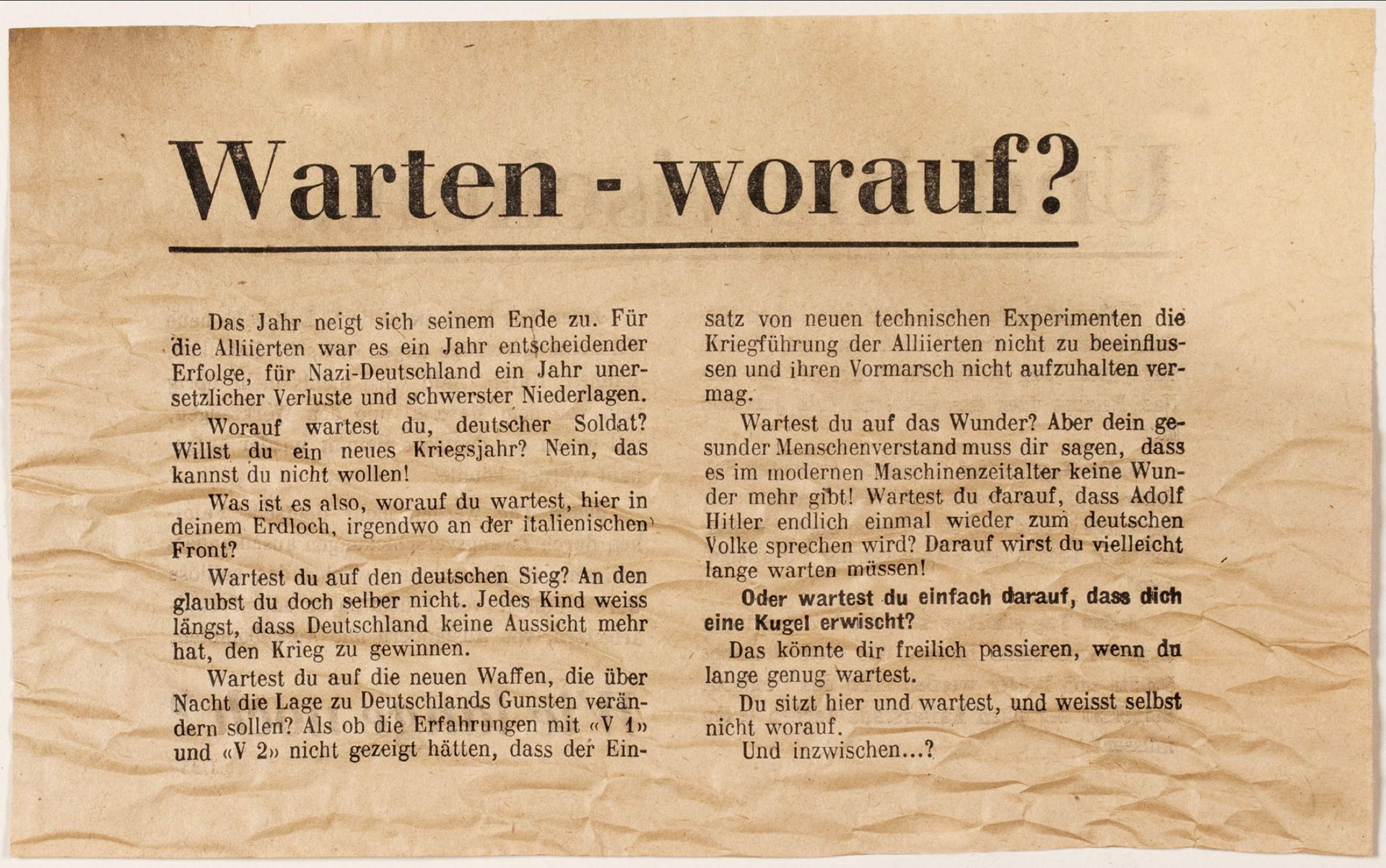 Klaus Mann. Acht Flugblätter für die Psychological Warfare Branch. - Bild 2 aus 9