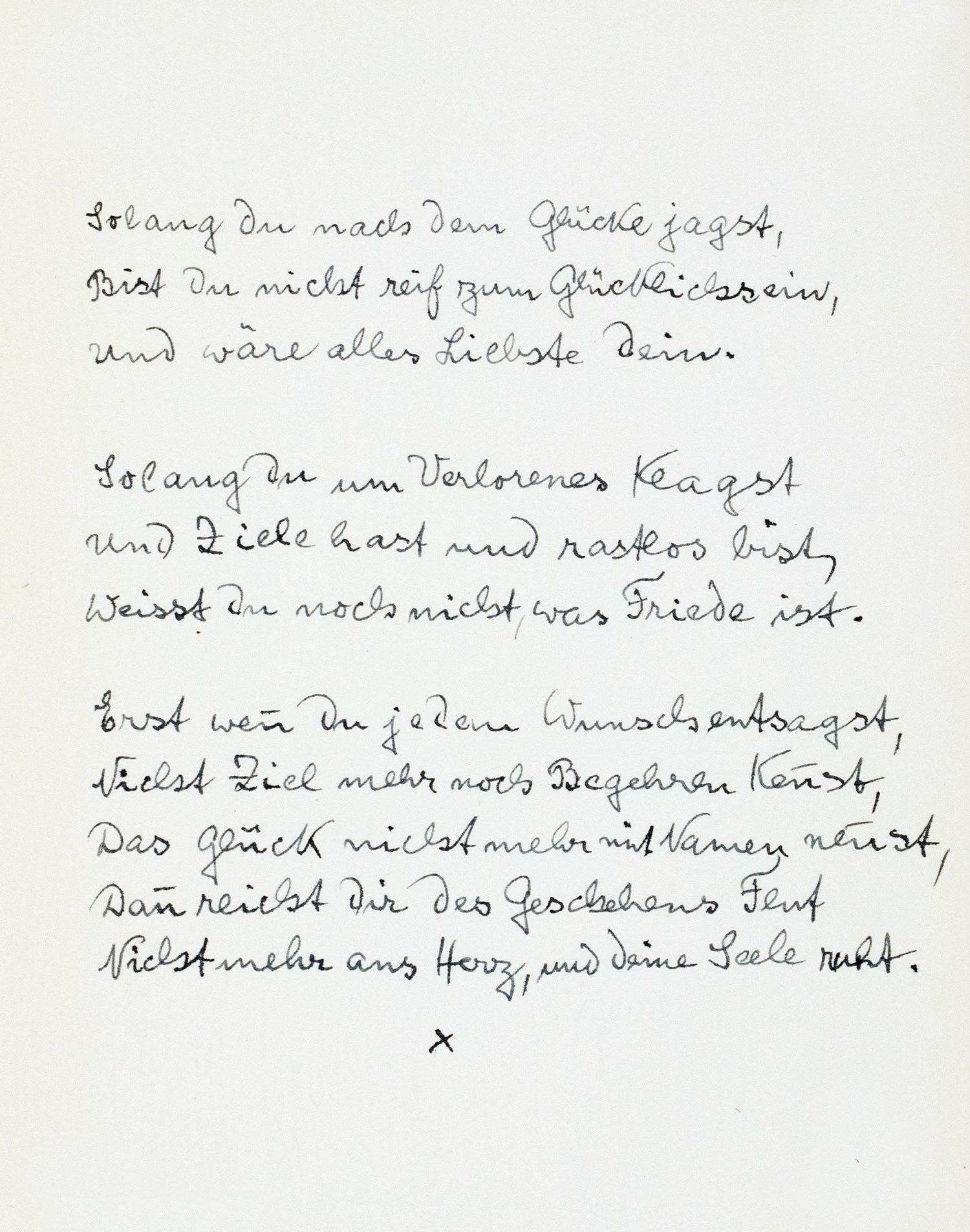 Hermann Hesse. Eigenhändiges Gedicht »Glück« mit Aquarell. - Image 2 of 2
